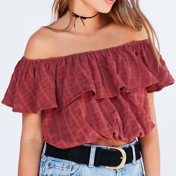 Urban Outfitters Ruffle Off-Shoulder Top - Picture 1 of 2